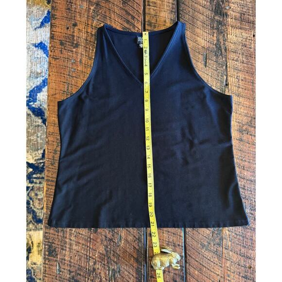 Eileen Fisher Womens V-Neck Black Viscose Tank Top Shell Size Petite Large - Picture 4 of 11